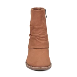 Discount Earth Shoes Savvy Block Heel Ruched Casual Booties Medium Natural