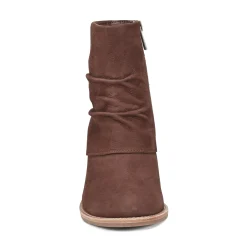 Best Earth Shoes Savvy Block Heel Ruched Casual Booties Dark Brown