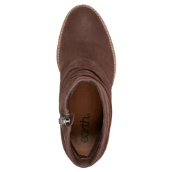 Best Earth Shoes Savvy Block Heel Ruched Casual Booties Dark Brown