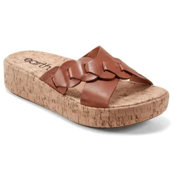 Best Earth Shoes Scotti Casual Slip-on Wedge Platform Sandals Dark Natural