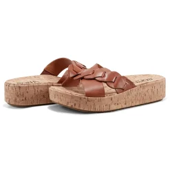 Best Earth Shoes Scotti Casual Slip-on Wedge Platform Sandals Dark Natural