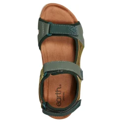Hot Earth Shoes Skylar Round Toe Lightweight Casual Flat Sandals Dark Green