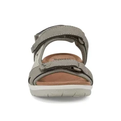 Outlet Earth Shoes Skylar Round Toe Lightweight Casual Flat Sandals Light Gray