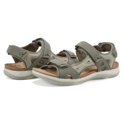 Outlet Earth Shoes Skylar Round Toe Lightweight Casual Flat Sandals Light Gray