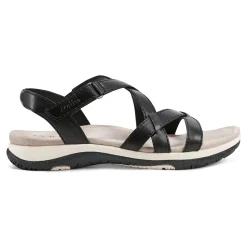 Sale Earth Shoes Sterling Casual Strappy Round Toe Flat Sandals Black
