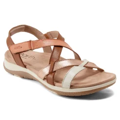 Earth Shoes Sterling Casual Strappy Round Toe Flat Sandals Natural Multi