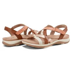 Earth Shoes Sterling Casual Strappy Round Toe Flat Sandals Natural Multi
