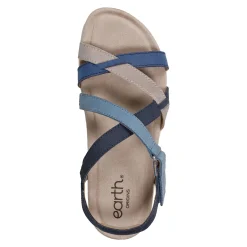 New Earth Shoes Sterling Casual Strappy Round Toe Flat Sandals Blue Multi