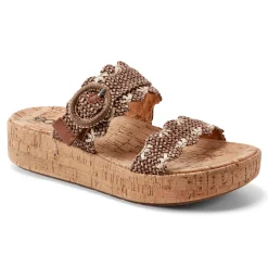 Hot Earth Shoes Subtle Slip-on Casual Platform Wedge Sandals Brown