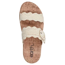 Earth Shoes Subtle Slip-on Casual Platform Wedge Sandals Ivory
