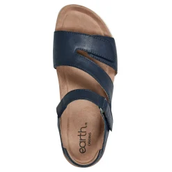 Best Earth Shoes Sureal Casual Strappy Round Toe Flat Sandals Dark Blue