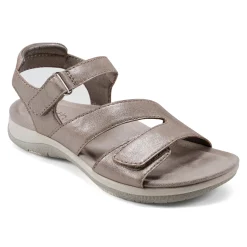 Discount Earth Shoes Sureal Casual Strappy Round Toe Flat Sandals Pewter