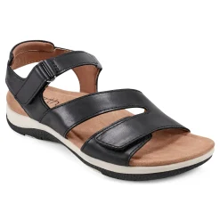 Online Earth Shoes Sureal Casual Strappy Round Toe Flat Sandals Black