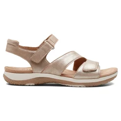 Discount Earth Shoes Sureal Casual Strappy Round Toe Flat Sandals Gold