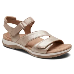 Discount Earth Shoes Sureal Casual Strappy Round Toe Flat Sandals Gold