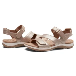 Discount Earth Shoes Sureal Casual Strappy Round Toe Flat Sandals Gold