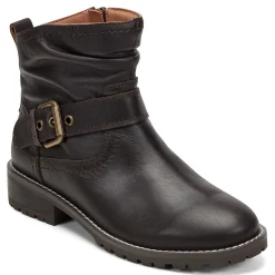 Earth Shoes Thrill Ruched Booties Dark Brown Leather