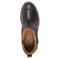 Earth Shoes Thrill Ruched Booties Dark Brown Leather
