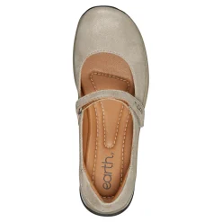 Sale Earth Shoes Tose Lug Sole Square Toe Casual Ballet Flats Gold