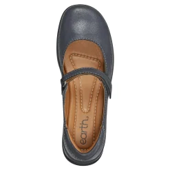 Outlet Earth Shoes Tose Lug Sole Square Toe Casual Ballet Flats Pewter