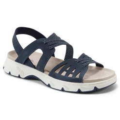 Outlet Earth Shoes Vernon Strappy Slingback Casual Flat Sandals Dark Blue