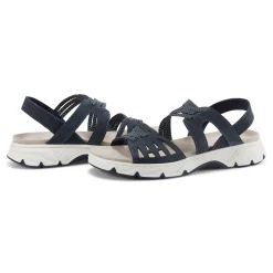 Outlet Earth Shoes Vernon Strappy Slingback Casual Flat Sandals Dark Blue