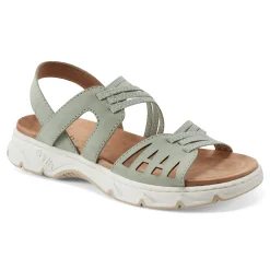 Outlet Earth Shoes Vernon Strappy Slingback Casual Flat Sandals Light Green