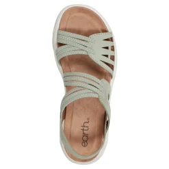 Outlet Earth Shoes Vernon Strappy Slingback Casual Flat Sandals Light Green
