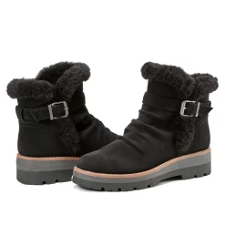 Clearance Earth Shoes Yara Waterproof Lug Sole Casual Ankle Booties Black