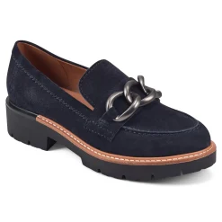 Online Earth Shoes Zalor Round Toe Lug Sole Casual Slip-on Loafers Dark Blue