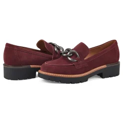 Hot Earth Shoes Zalor Round Toe Lug Sole Casual Slip-on Loafers Dark Red