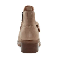 Clearance Earth Shoes Zane Ruched Booties Taupe Suede