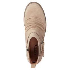 Clearance Earth Shoes Zane Ruched Booties Taupe Suede