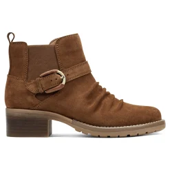 New Earth Shoes Zane Ruched Booties Brown Suede