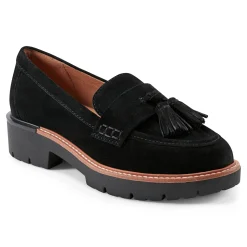Clearance Earth Shoes Zimm Round Toe Lug Sole Casual Slip-on Loafers Black