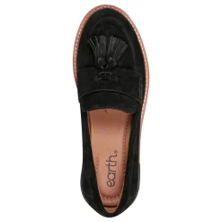Clearance Earth Shoes Zimm Round Toe Lug Sole Casual Slip-on Loafers Black
